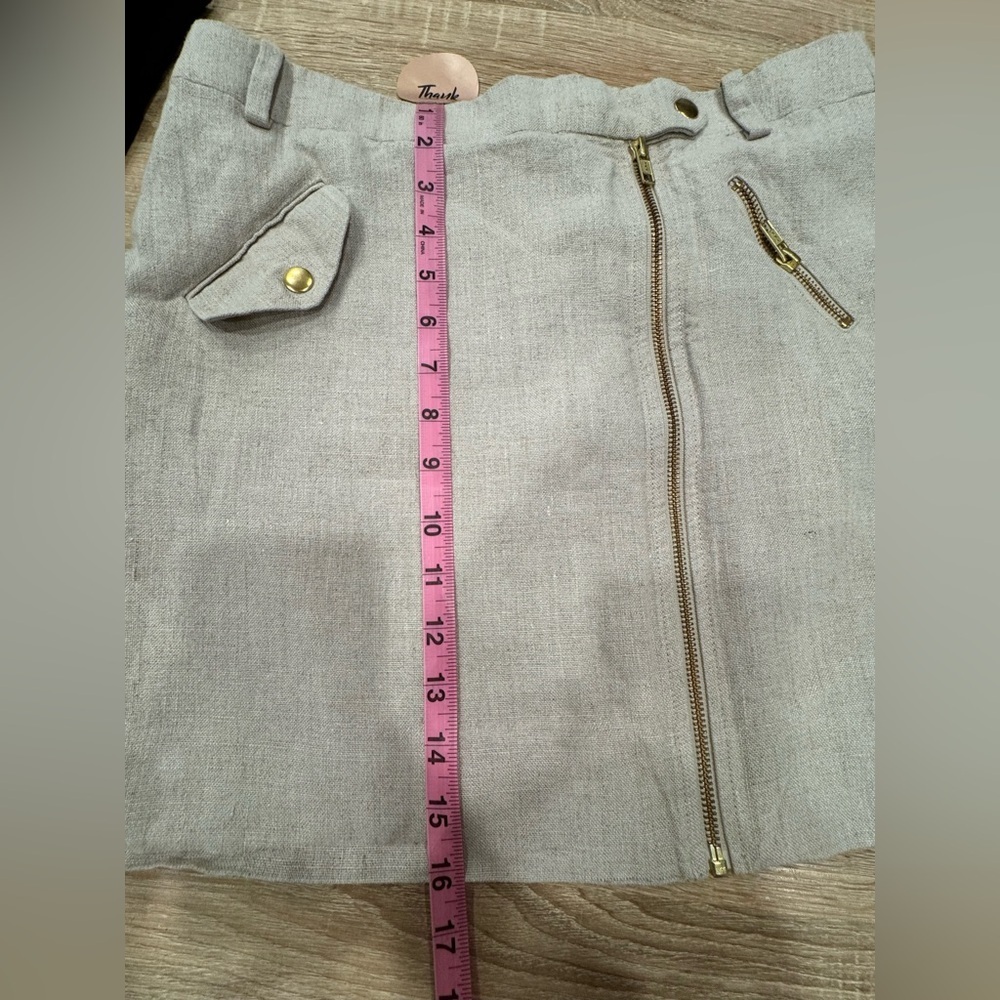 J. Crew Light Gray Mini Skirt with Gold Zipper - Picture 11 of 11